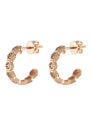 Main View - Click To Enlarge - BEE GODDESS - Diamond 14k Rose Gold Honeycomb Loop Earrings