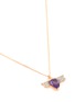 Detail View - Click To Enlarge - BEE GODDESS - Diamond Purple Amethyst 14k Rose Gold Bee Pendant Necklace