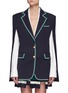 Main View - Click To Enlarge - MONSE - Virgin Wool Blend Contrasting Trim Hybrid Cape Single Breasted Blazer