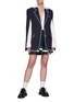 Figure View - Click To Enlarge - MONSE - Varsity Striped Step Hem Pleated Virgin Wool Blend Mini Skirt