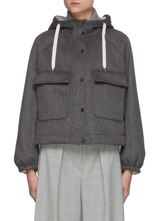 Main View - Click To Enlarge - BRUNELLO CUCINELLI - Boxy Cargo Front Bocket Hoodie Jacket