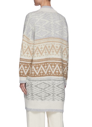 Back View - Click To Enlarge - BRUNELLO CUCINELLI - Tri-coloured Ethnic Print Mohair Blend Long Cardigan
