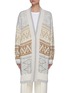 Main View - Click To Enlarge - BRUNELLO CUCINELLI - Tri-coloured Ethnic Print Mohair Blend Long Cardigan
