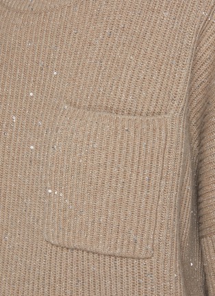  - BRUNELLO CUCINELLI - Sequined Patch Pocket Ribbed Cashmere Blend Knit Jumper