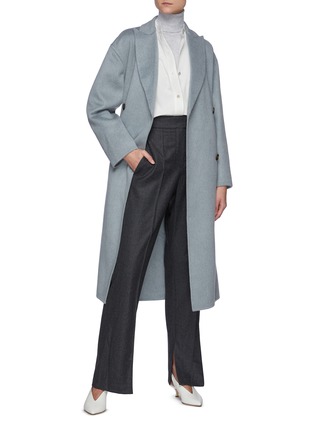 Figure View - Click To Enlarge - BRUNELLO CUCINELLI - Flat Front Slight Flare Pants