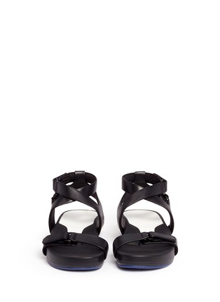 Front View - Click To Enlarge - FIGS BY FIGUEROA - 'Figophile' leather strap hinged sandals