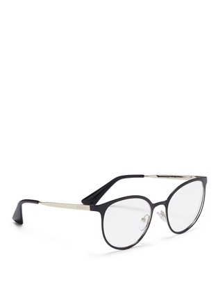 Figure View - Click To Enlarge - PRADA - Coated front metal round optical glasses