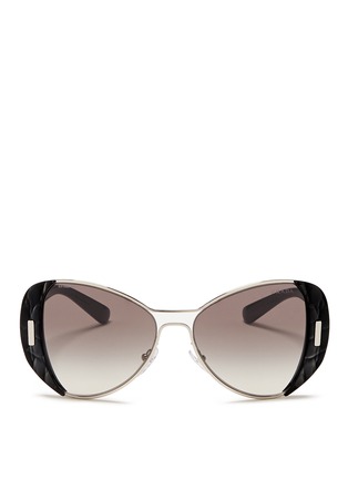Main View - Click To Enlarge - PRADA - Croc embossed acetate rim metal sunglasses