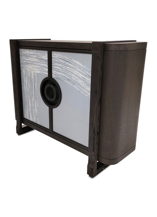 Detail View - Click To Enlarge - ANDRÉ FU LIVING - Art Deco Garden' Charcoal Oak Wood Wall Cabinet With De Gournay Covering