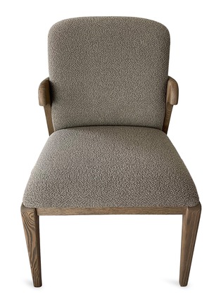 Main View - Click To Enlarge - ANDRÉ FU LIVING - Charcoal Pinewood 'Dotai' Dining Chair With Grey Dune Loro Piana Fabric