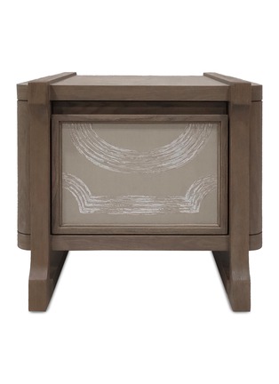 Main View - Click To Enlarge - ANDRÉ FU LIVING - Art Deco Garden' Grey Oak Wood Bedside Cabinet With De Gournay Covering