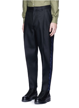 Front View - Click To Enlarge - ACNE STUDIOS - 'Piano' ribbon trim pants