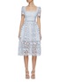 Main View - Click To Enlarge - SELF-PORTRAIT - Square Neck Floral Lace Midi Dress