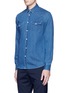 Front View - Click To Enlarge - ACNE STUDIOS - 'Ewing' washed cotton denim Western shirt