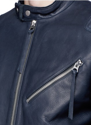 Detail View - Click To Enlarge - ACNE STUDIOS - 'Oliver' quilted shoulder leather moto jacket