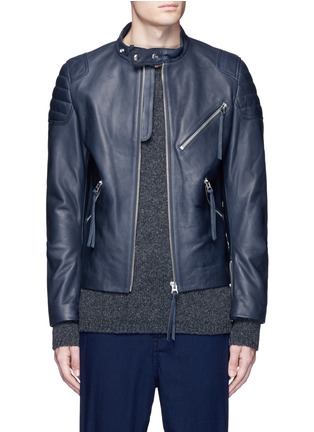 Main View - Click To Enlarge - ACNE STUDIOS - 'Oliver' quilted shoulder leather moto jacket