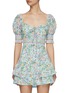 Main View - Click To Enlarge - ALICE & OLIVIA - 'Crawford' Smock Detail Sweetheart Neck Puff Sleeve Floral Mini Dress