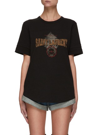 Main View - Click To Enlarge - SAINT LAURENT - Distressed Logo Print Cotton T-shirt