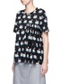 Front View - Click To Enlarge - STELLA MCCARTNEY - Swan print pleated silk panel T-shirt