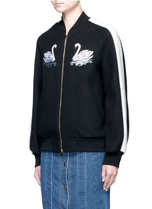 Front View - Click To Enlarge - STELLA MCCARTNEY - 'Lorinda' swan embroidered bomber jacket