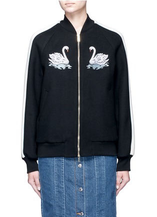 Main View - Click To Enlarge - STELLA MCCARTNEY - 'Lorinda' swan embroidered bomber jacket