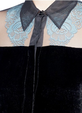 Detail View - Click To Enlarge - STELLA MCCARTNEY - 'Carolina' floral lace sheer yoke velvet shirt