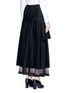 Back View - Click To Enlarge - STELLA MCCARTNEY - Layered pleat wool twill maxi skirt