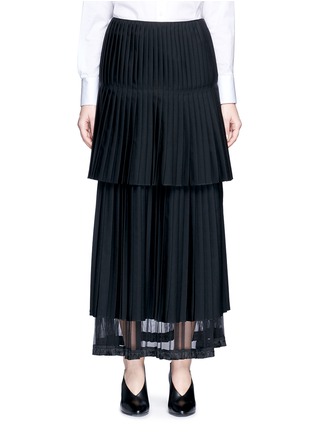 Main View - Click To Enlarge - STELLA MCCARTNEY - Layered pleat wool twill maxi skirt