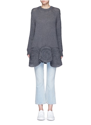 Main View - Click To Enlarge - STELLA MCCARTNEY - Floral hem chunky knit wool blend sweater