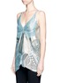 Front View - Click To Enlarge - STELLA MCCARTNEY - Metallic foil floral guipure lace crepe camisole top