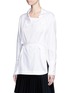 Front View - Click To Enlarge - STELLA MCCARTNEY - Asymmetric button tie waist cotton shirt