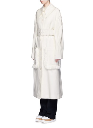 Front View - Click To Enlarge - STELLA MCCARTNEY - Fringed belted long wool coat