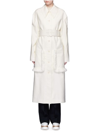 Main View - Click To Enlarge - STELLA MCCARTNEY - Fringed belted long wool coat