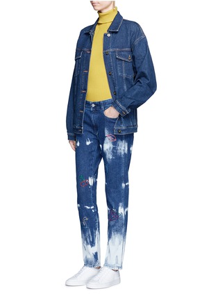 Figure View - Click To Enlarge - STELLA MCCARTNEY - Embroidered acid wash skinny boyfriend jeans