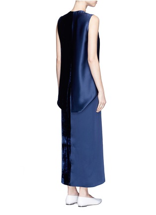 Back View - Click To Enlarge - STELLA MCCARTNEY - Satin and velvet colourblock midi dress