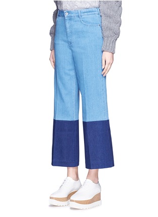 Front View - Click To Enlarge - STELLA MCCARTNEY - Patchwork cuff cropped wide leg jeans