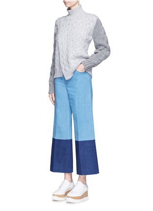 Figure View - Click To Enlarge - STELLA MCCARTNEY - Patchwork cuff cropped wide leg jeans