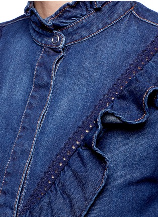 Detail View - Click To Enlarge - STELLA MCCARTNEY - Lace trim ruffle cotton denim shirt