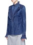 Front View - Click To Enlarge - STELLA MCCARTNEY - Lace trim ruffle cotton denim shirt