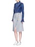 Figure View - Click To Enlarge - STELLA MCCARTNEY - Lace trim ruffle cotton denim shirt