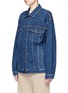 Front View - Click To Enlarge - STELLA MCCARTNEY - Swan embroidered cotton denim jacket