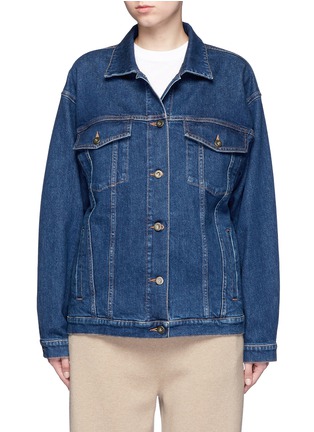 Main View - Click To Enlarge - STELLA MCCARTNEY - Swan embroidered cotton denim jacket