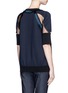 Back View - Click To Enlarge - STELLA MCCARTNEY - Mesh sleeve fringed bonded jersey T-shirt