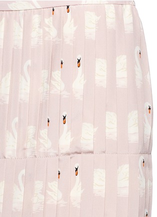 Detail View - Click To Enlarge - STELLA MCCARTNEY - Swan print pleated silk crepe wrap dress