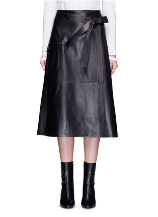 Main View - Click To Enlarge - HELMUT LANG - Lambskin leather wrap midi skirt