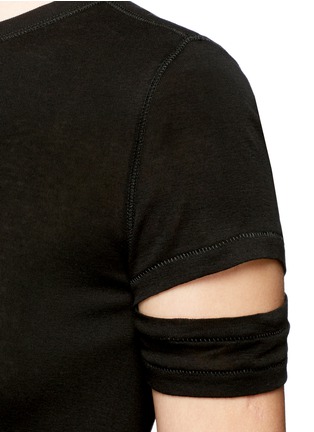 Detail View - Click To Enlarge - HELMUT LANG - Cutoff sleeve cotton-cashmere T-shirt
