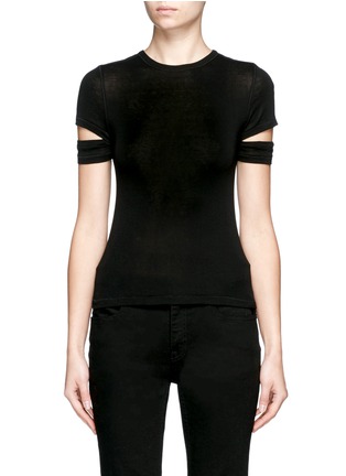 Main View - Click To Enlarge - HELMUT LANG - Cutoff sleeve cotton-cashmere T-shirt
