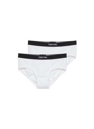 Main View - Click To Enlarge - TOM FORD - LOGO JACQUARD WAIST COTTON STRETCH BRIEFS PACK OF 2