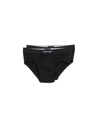 Main View - Click To Enlarge - TOM FORD - LOGO JACQUARD WAIST COTTON STRETCH BRIEFS PACK OF 2