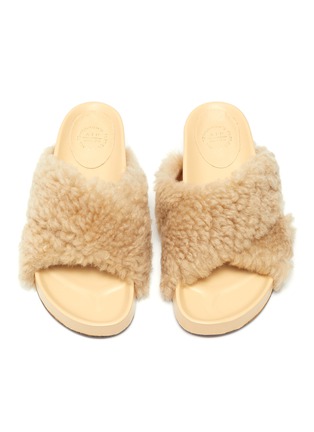 Detail View - Click To Enlarge - ATP ATELIER - Urbino' X Band Shearling Sandals